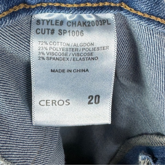 Ceros Women's Size 20 High Rise Coin Pocket Fringed Hem Distressed Denim Jeans - Picture 10 of 12